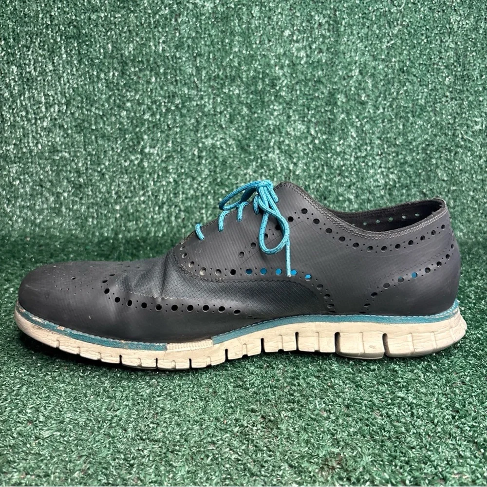 Cole Haan Zerogrand C14015 Wingtip Laser Oxford Shoes Navy Blue Mens Size 13‎